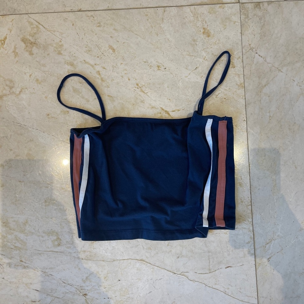 Pull and Bear blue tank top with white and pink